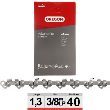 Chaine tronçonneuse Oregon 3/8Lp 050 40 dents 91PX040E