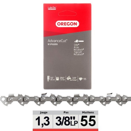 Chaine tronçonneuse Oregon 91PX055E 3/8LP 55 dents