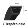 Courroie lisse trapézoïdale Z47 modal atc