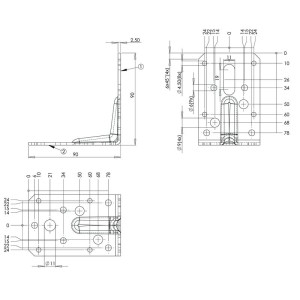 Kit Equerres renforcée zinguée 90 x 90 x 60 mm