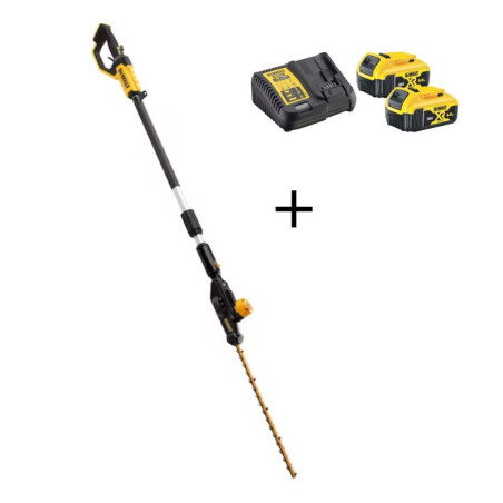 Taille haie sur perche à batterie 55 cm Dewalt XR 18V | Pack de démarrage chargeur + batteries