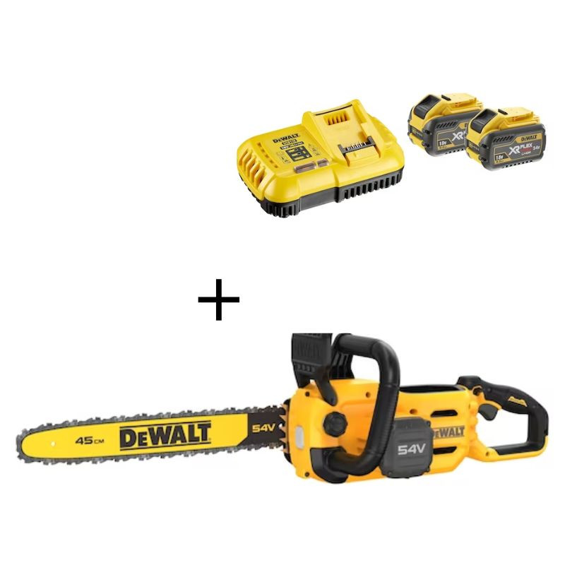 Tronçonneuse à batterie, guide de 50cm Dewalt 54V | Avec chargeur et batteries