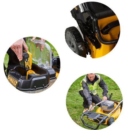 Tondeuse poussée à batterie Dewalt XR 2x18V |  Pack 2 batteries XR 18V et chargeur
