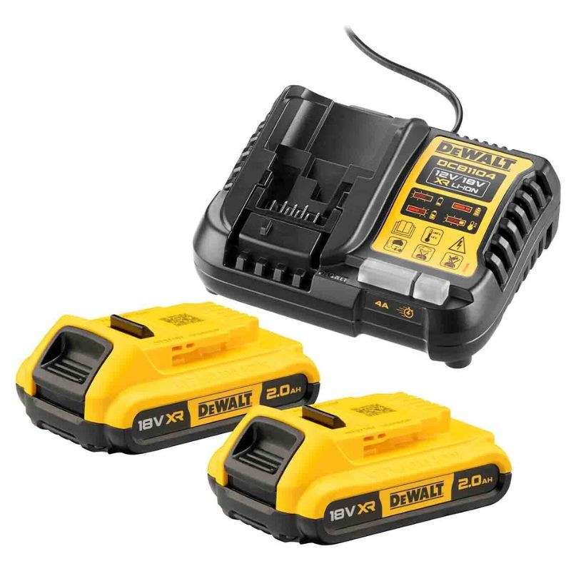 Pack 2 batteries XR 18V 2Ah Li-Ion + chargeur