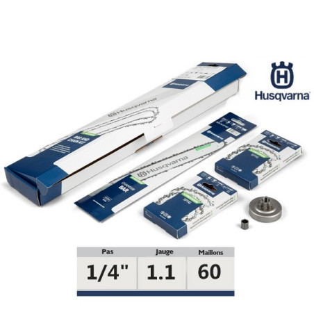 Kit guide & 2 chaines & pignon tronçonneuse Husqvarna T525