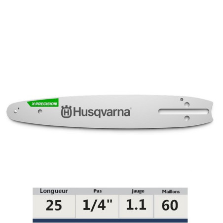 Guide chaîne 25 cm tronçonneuse Husqvarna 1/4" 1.1 X-Précision