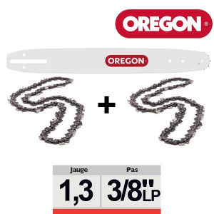Pack 1 guide + 2 chaînes tronçonneuse Oregon 3/8LP 050 SDEA041
