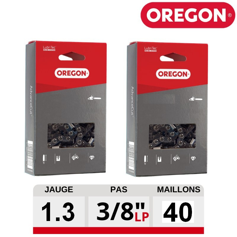 Kit 2 chaines tronçonneuse Oregon advanceCut 3/8lp 40 dents - 91VXL040E