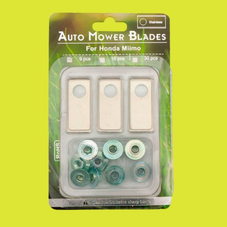 Jeu de 9 lames robot tondeuse Honda + Ecrous