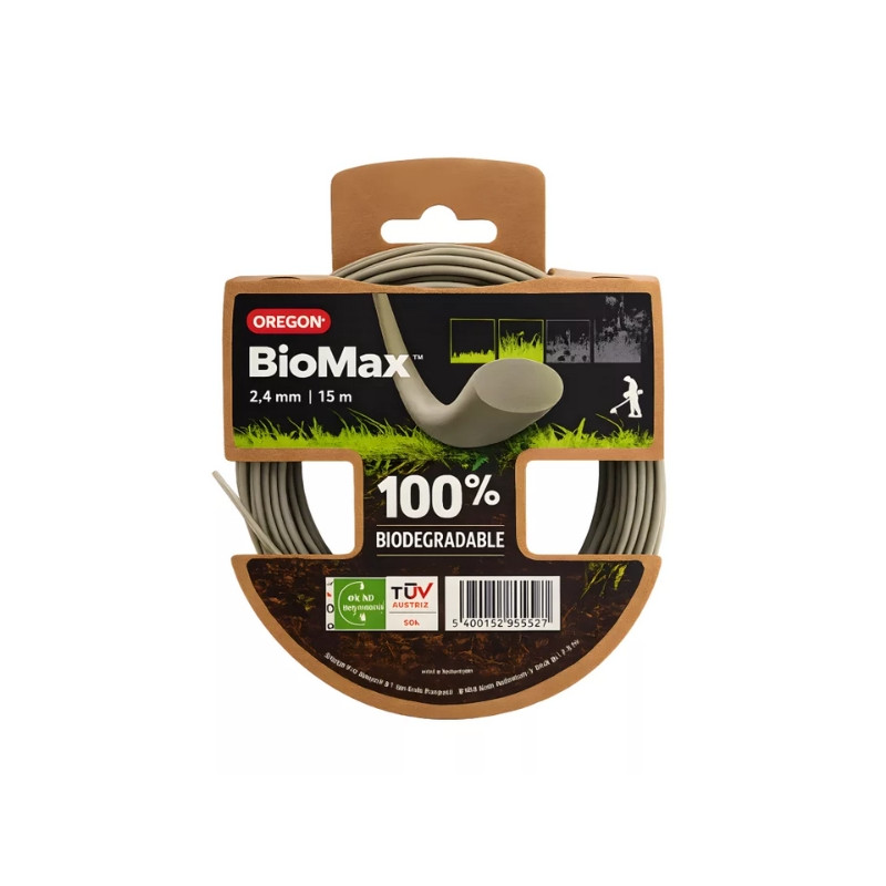Fil nylon rond débroussailleuse Oregon BioMax B200SH biodégradable 2mm 15m