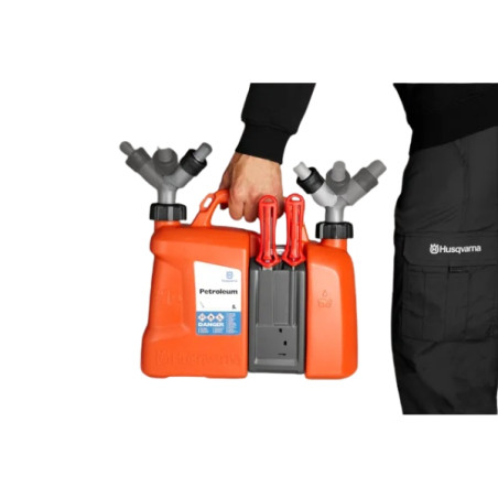 Bidon double Husqvarna essence huile 5l+2.5l avec porte-outils