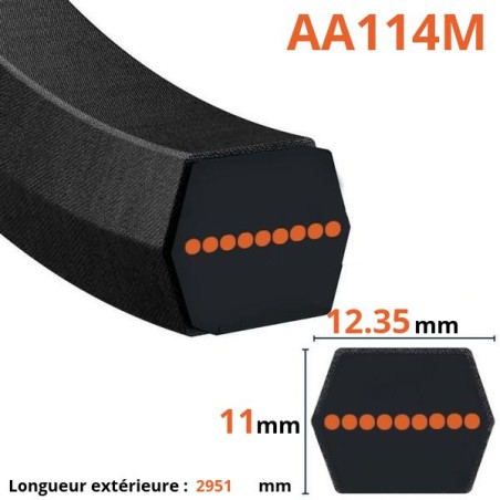 Courroie lisse hexagonale AA114M