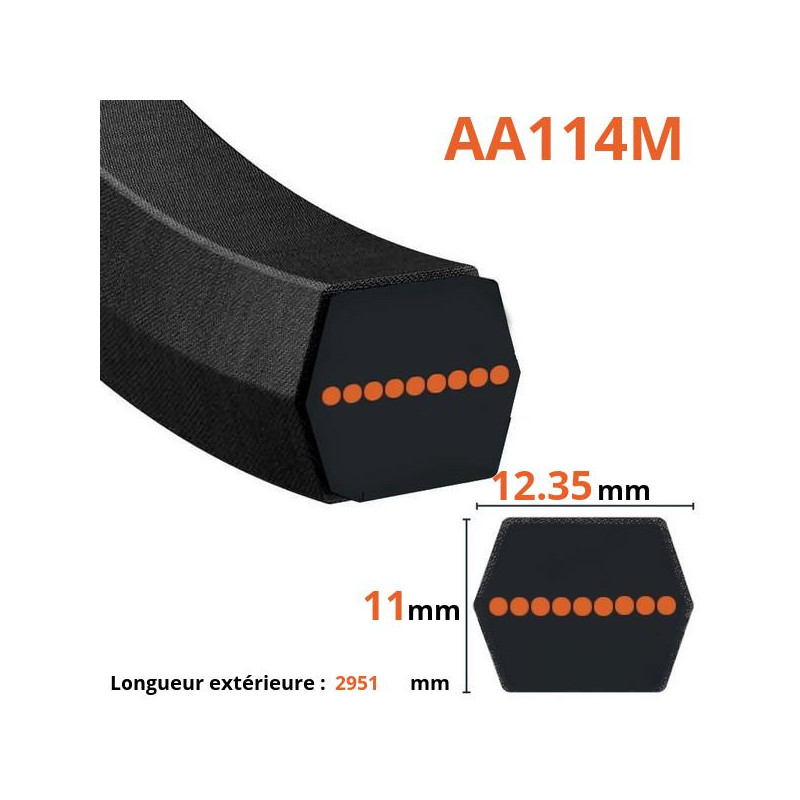 Courroie lisse hexagonale AA114M