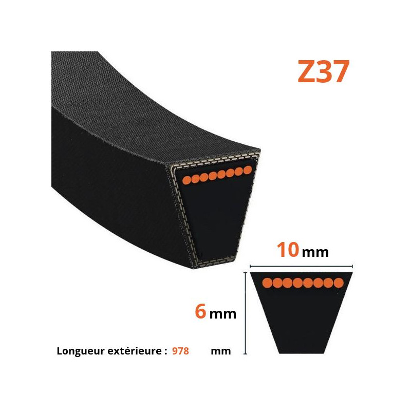 Courroie lisse trapézoïdale Z37