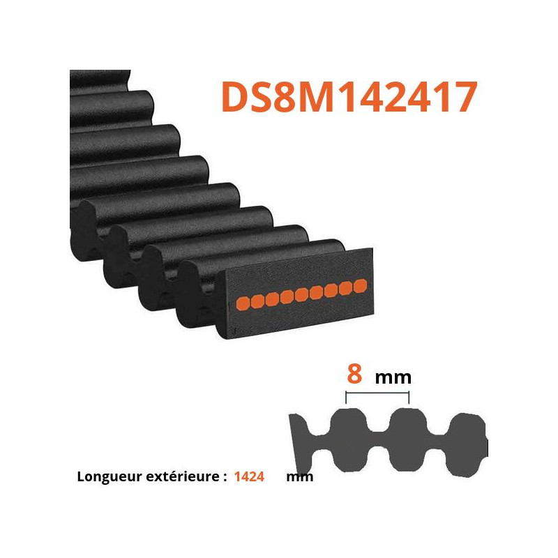 Courroie plate double dentée DS8M142417