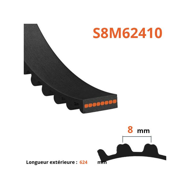 Courroie plate simple dentée S8M62410