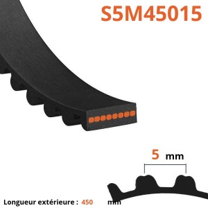 Courroie plate simple dentée S5M45015
